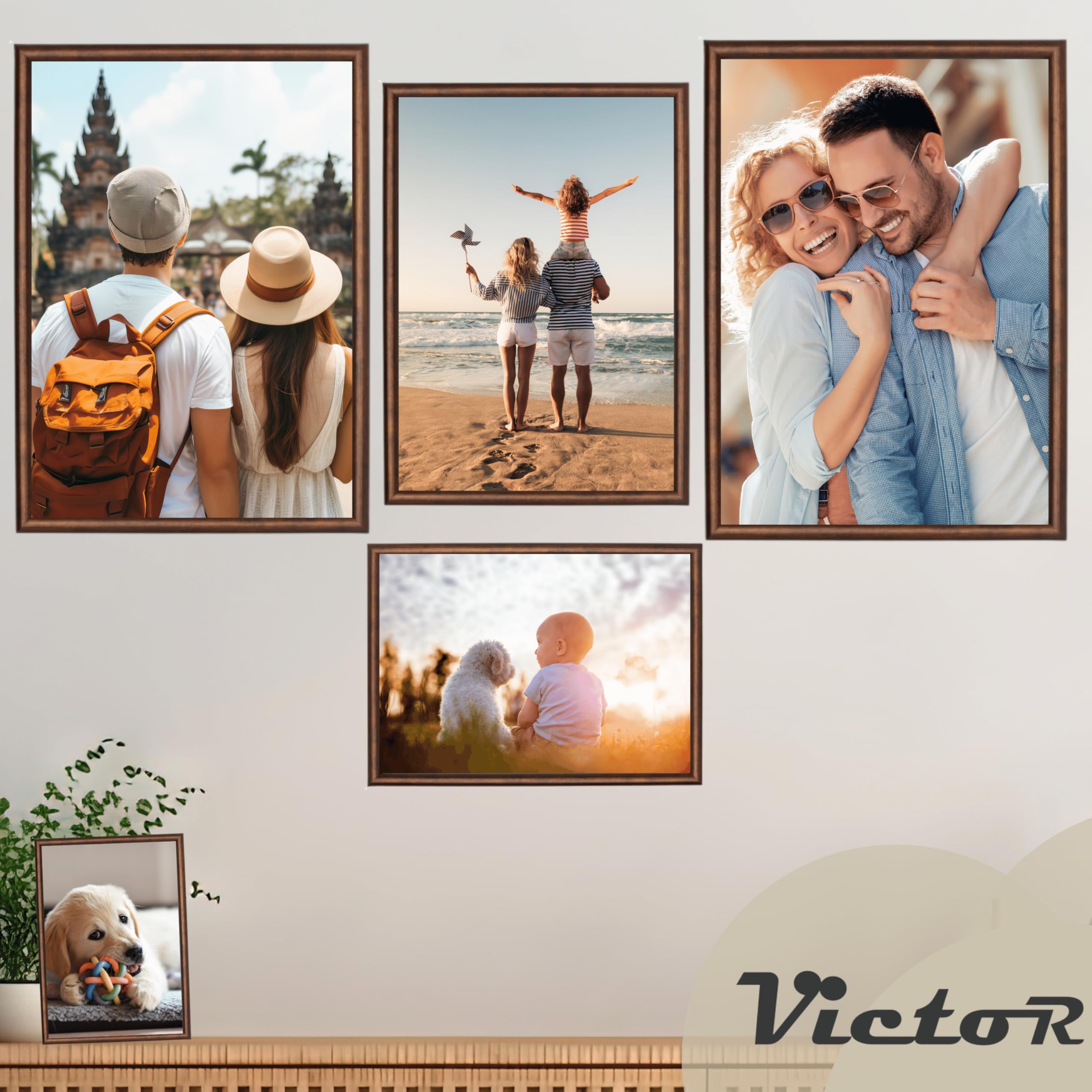 Victor Cornice Foto David 21x30 cm (A4), Colore Marrone, Acrilico Infrangibile, Design Moderno e Classico, Stile Art Déco, Modanatura 14x17 mm