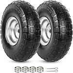 AR-PRO (2-Pack) 4.10/3.50-4" Tire and Wheel Flat Free - 10" Solid Rubber Tires Wheel with 5/8" Bearings and 2.2" Offset Hub - Perfect for Wheelbarrow, Hand Truck, Garden Carts, Yard Wagon Dump Cart | 5/8" Axle Bore Hole Bearings, 2.2" Offset Hub, for