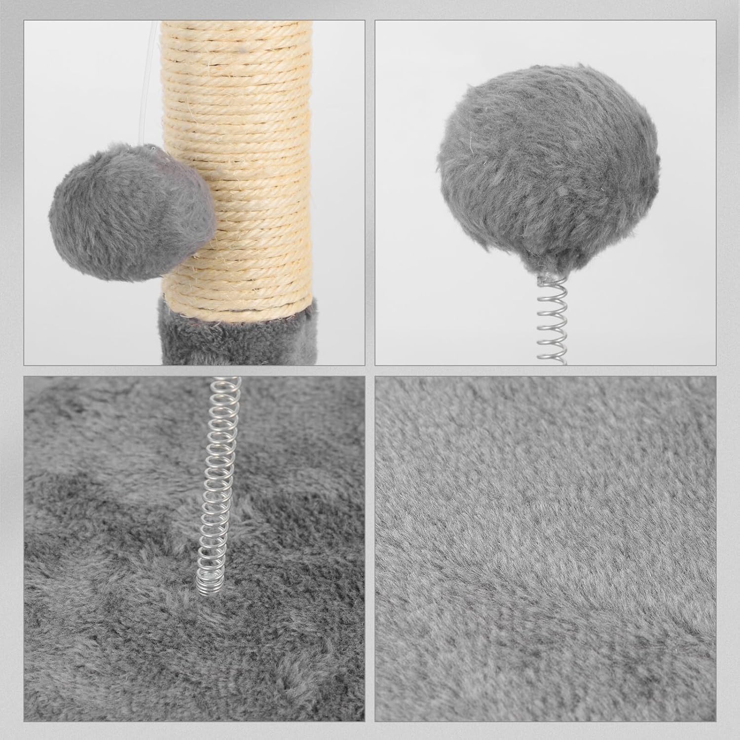 Large Vertical Cat Scratching Post with Sturdy Sisal Rope Gray Integrated Cat Tree Wear-Resistant Kitten Scratcher