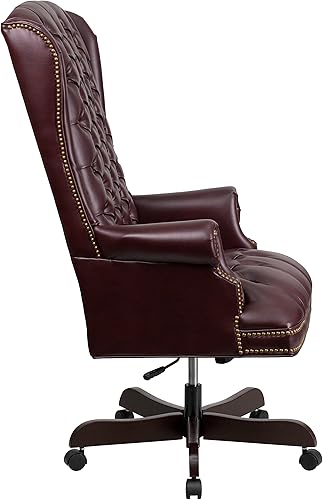 Miniatura 18 de Flash Furniture Silla de oficina ergonómica giratoria ejecutiva de LeatherSoft con respaldo alto tradicional totalmente copetudo negro con brazos