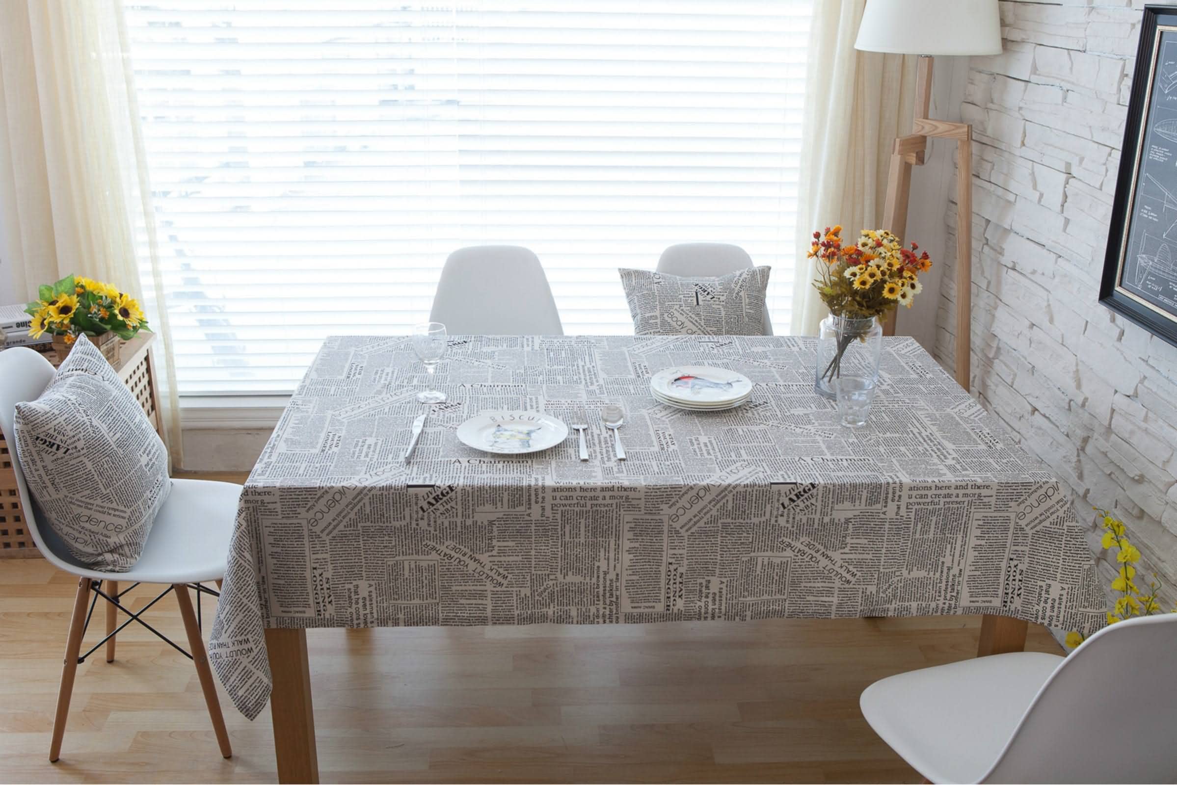 Mantel Mesa 4 Personas Manteles Individuales Lavables Papel De Letras En Inglés Impreso Antideslizante Rectangular Encerados Gris Sabana Algodon Protección Decoración 140X220Cm