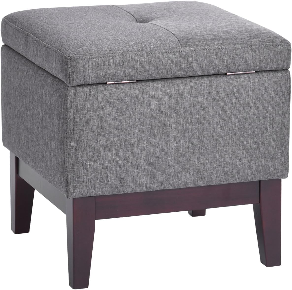FurnitureR Ottoman with Storage, Tufted Wood Storage Ottoman Stool Cube Foot Rest Seat