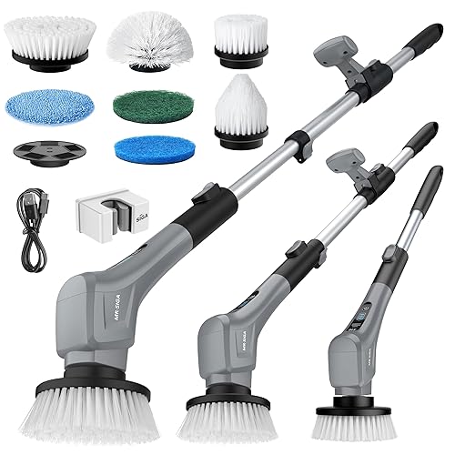 MR.SIGA Electric Spin Scrubber, Cordless Cleaning Brush, Shower Scrubber with