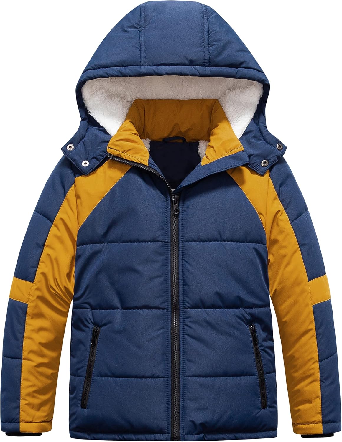 Pursky Boy’s Warm Winter Coat Water Resistant Sherpa Outerwear Puffer Jackets With Removable Furry Hood Pursky Boy’s Warm Winter Coat Water Resistant Sherpa Outerwear Puffer Jackets With Removable Furry Hood