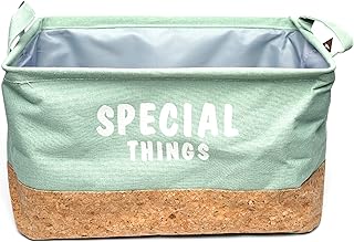 Avarmora Panier rangement -carré pliable panier tissu rangement avec poignées sur les deux côtés pour le rangement de bureau et la maison (vert, 34 x 25 x 20)