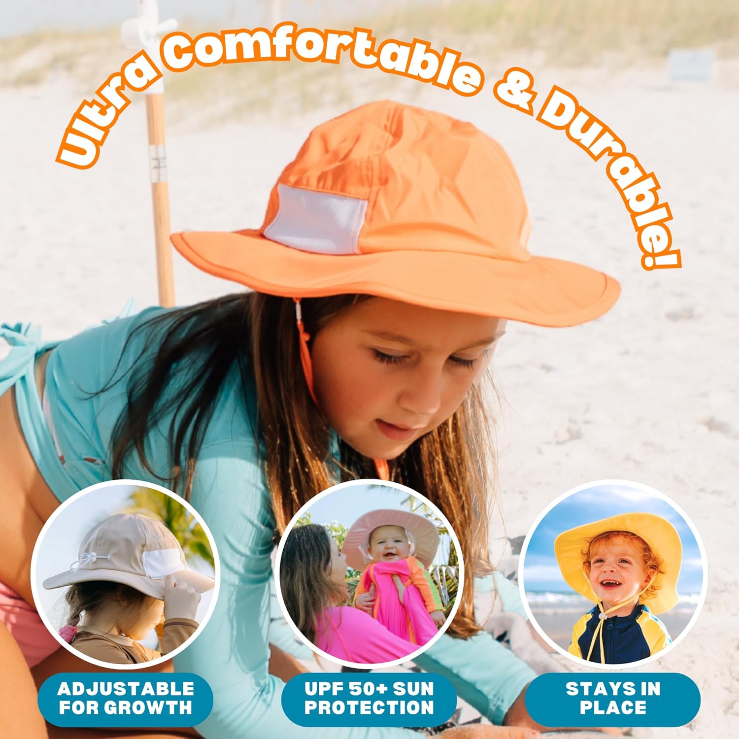 SwimZip Wide Brim Sun Hat | UPF 50+ Protection for Baby, Toddler, and Kids - Image 6