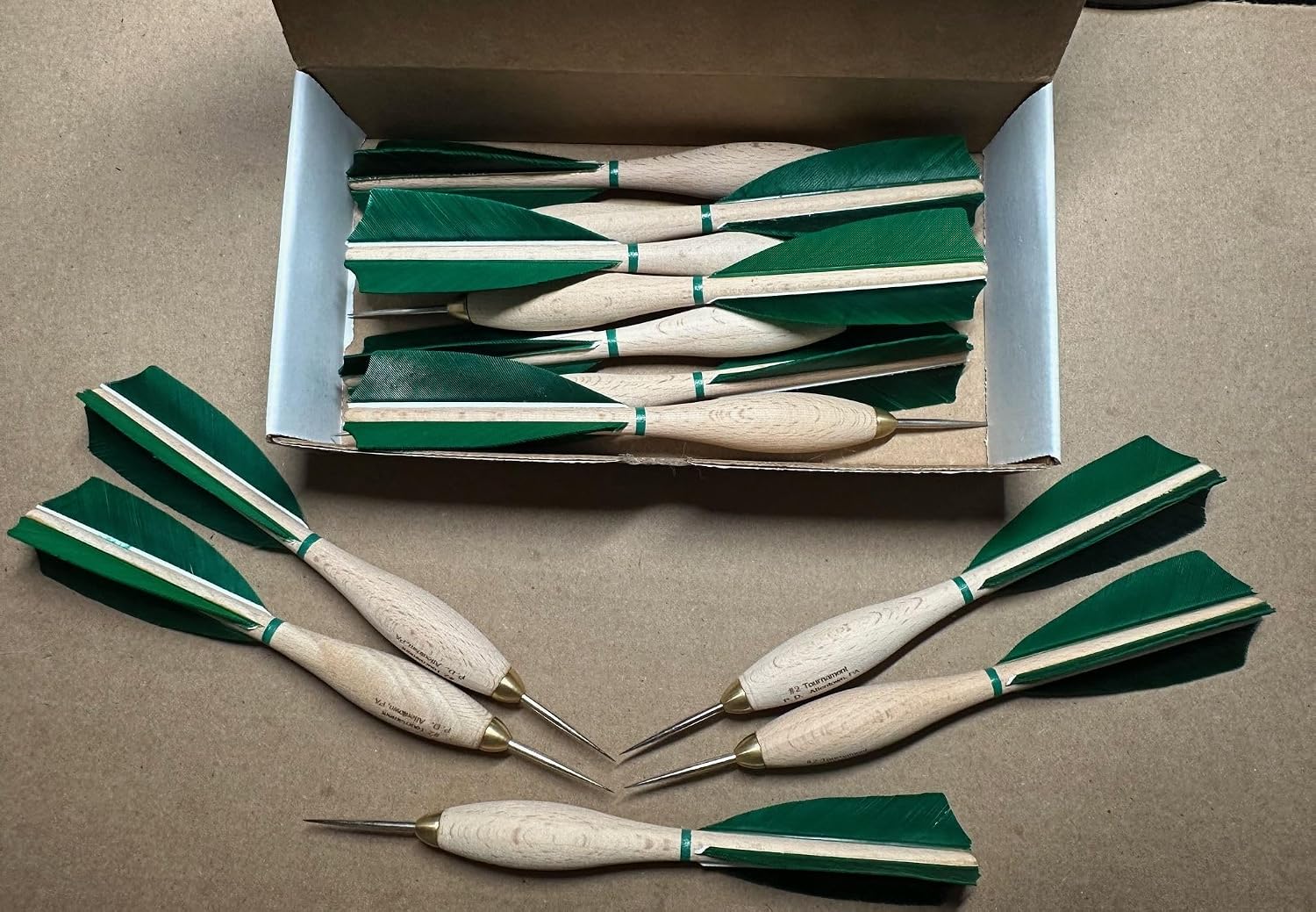 Green Turkey Feather Wood #2 Tournament Darts - Dartball