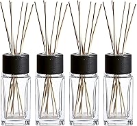 Vista 1 de WHOLE HOUSEWARES Varillas Difusoras Naturales en Botellas de Carrizo Vidrio Transparente para Decoración del Hogar para Cocina y Sala de Estar
