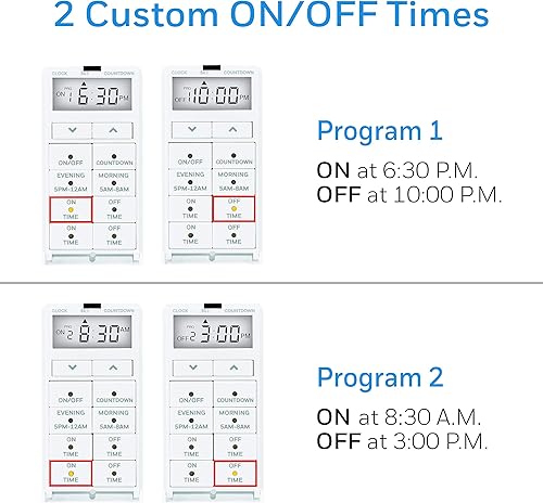 Miniatura 6 de UltraPro Temporizador digital de pared de 24 horas, fácil de programar, preajustes, cuenta regresiva, botón de anulación de encendidoapagado,