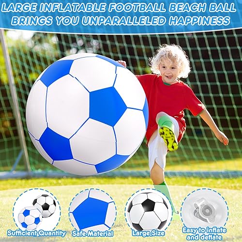 Vista 17 de Lewtemi 2 pelotas de fútbol inflables gigantes de 40 pulgadas, globos de playa grandes y enormes globos de fútbol, deporte, fiesta de cumpleaños