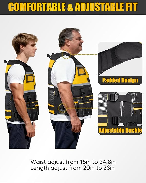 Electrician Tool Vest for Men, Carpenter Safety Work Vest