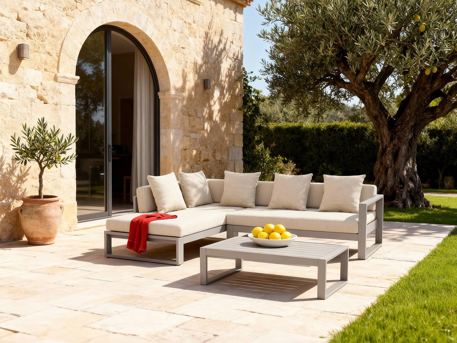 Table Basse de Jardin en Aluminium Taupe Molokai MYLIA