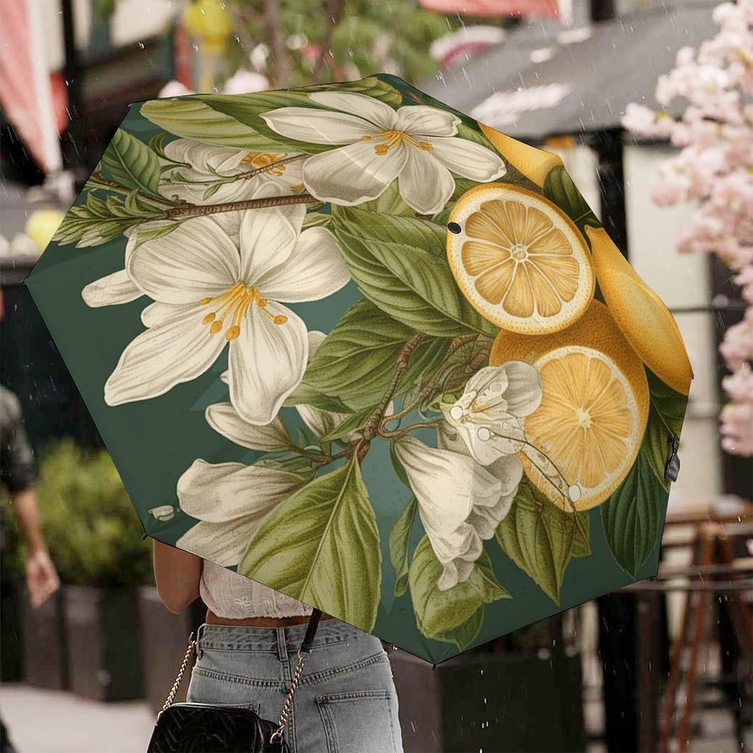Spring Clip Art Umbrella Extra Large Folding, Travel Umbrella Windproof, Compact, Golf Umbrella With Unique Patterns, Fashionable And Beautiful for Men And Women.