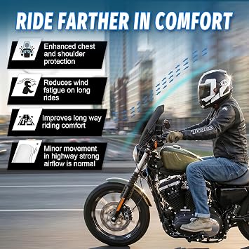 Motorcycle Universal Windshield 16.7 Windscreen Deflector, Black