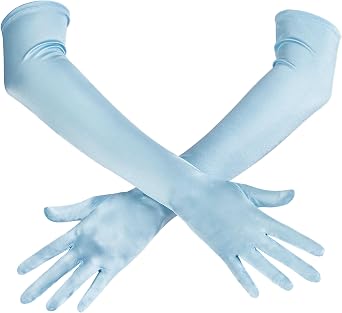 Spooktacular Creations Long Opera Party Gloves, 1920s Satin Gloves Costume for Women, Silk Stretchy Elbow Length Size 21 inch