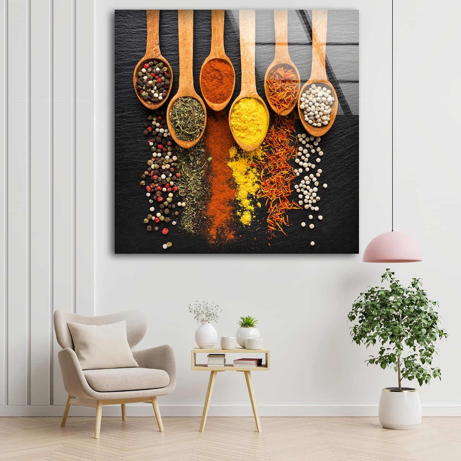 Myphotostation Spices Kitchen Wall Art Tempered Glass Wall Art 12x12'' Spices Wall Art Modern Decor Glass Printing Large Wall Art Tempered Glass Panel Food Wall Decor Artwork for Dining room image 4