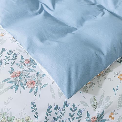 Miniatura 15 de HoneiLife - Juego de funda de edredón floral 100% algodón, 3 piezas, botánica, ropa de cama con cierre de cremallera y lazos en las esquinas