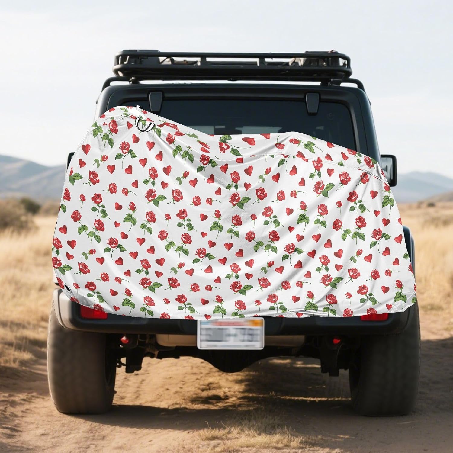 ALAZA Heart Red Rose Flower Floral Bike Cover Waterproof Outdoor Ebike Bicycle Covers Tarp Protection for 1/2 Bikes, Sun UV Dust Wind Proof