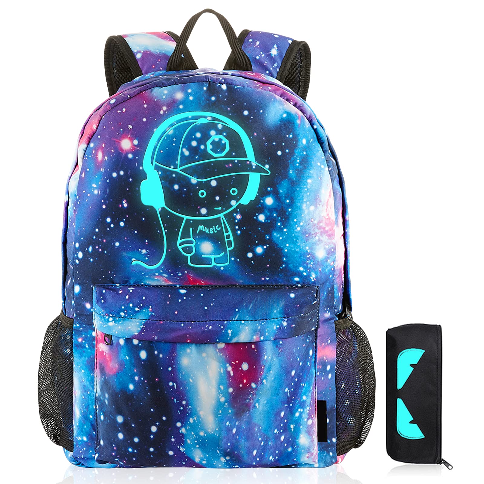 SAMITLuminous School Bag Galaxy Backpack Anime School Backpack Rucksack Cool Bookbag Laptop Backpack Daypacks with Pen Case
