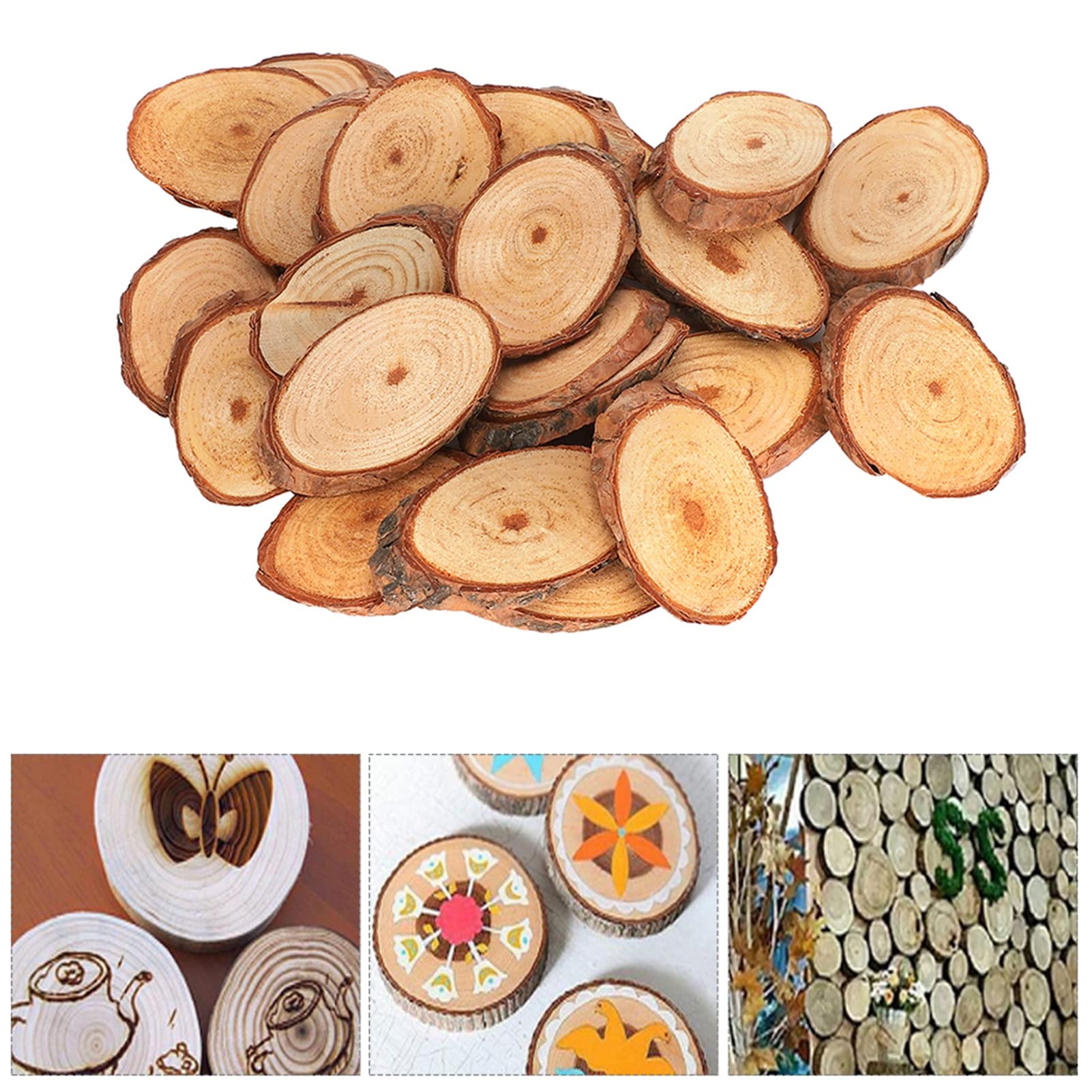 25Pcs Pine Oval Piece Oblique DIY Home Painting Hand Made Festive Decoration Craft
