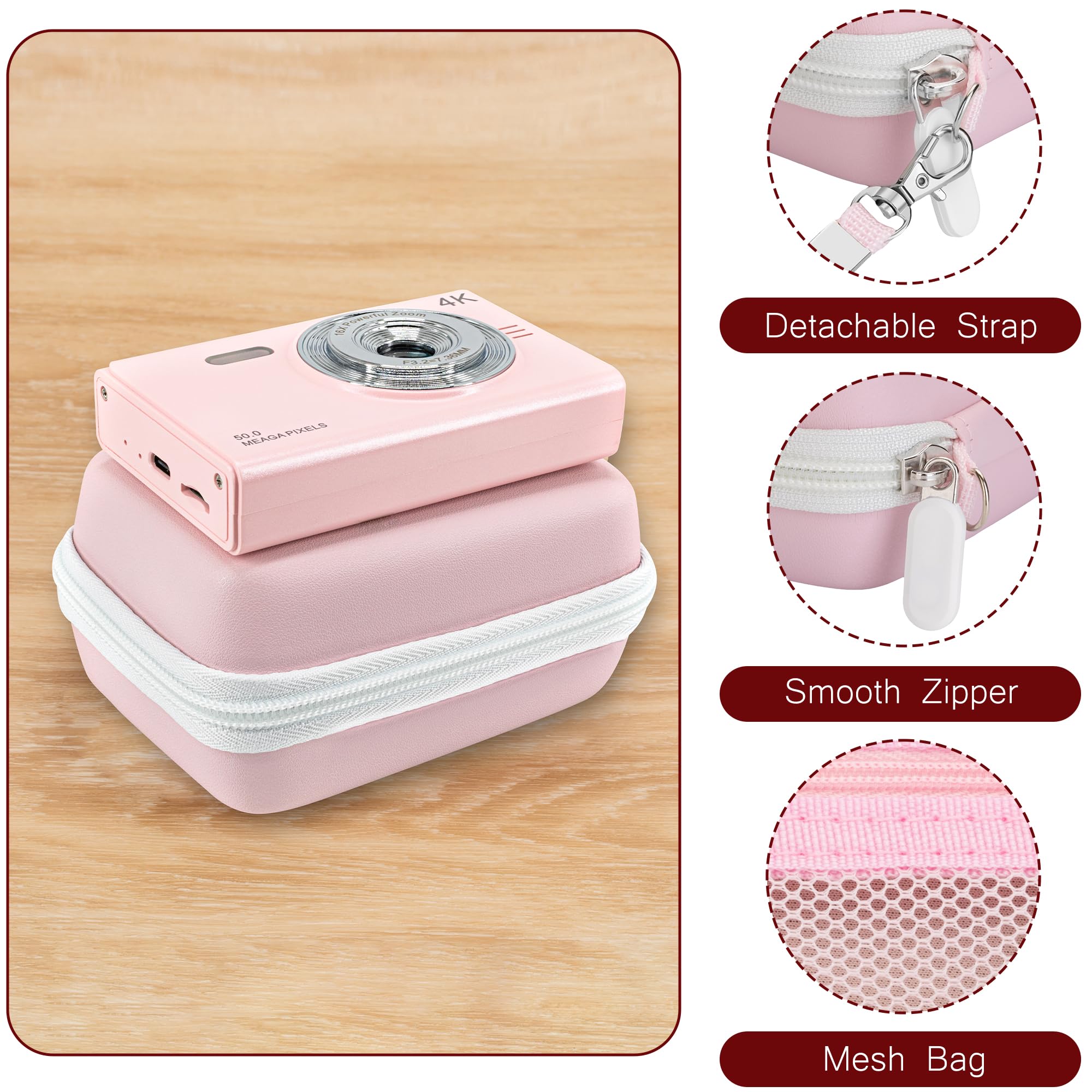 Digital Camera Case Compatible with Canon G7X, SX 740, Camkory FHD 1080P, Kodak FZ55-BK, FZ45-BK Digital Point and Shoot Camera Case, Small Portable Travel Carrying Protective Storage Bag