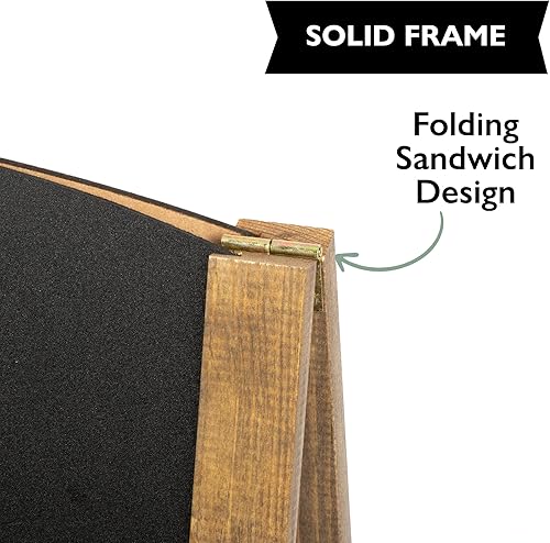 Miniatura 3 de Ilyapa Letrero de pizarra con marco en A para acera, 20 x 40 pulgadas, letrero de sándwich plegable con parte superior redondeada, resistente