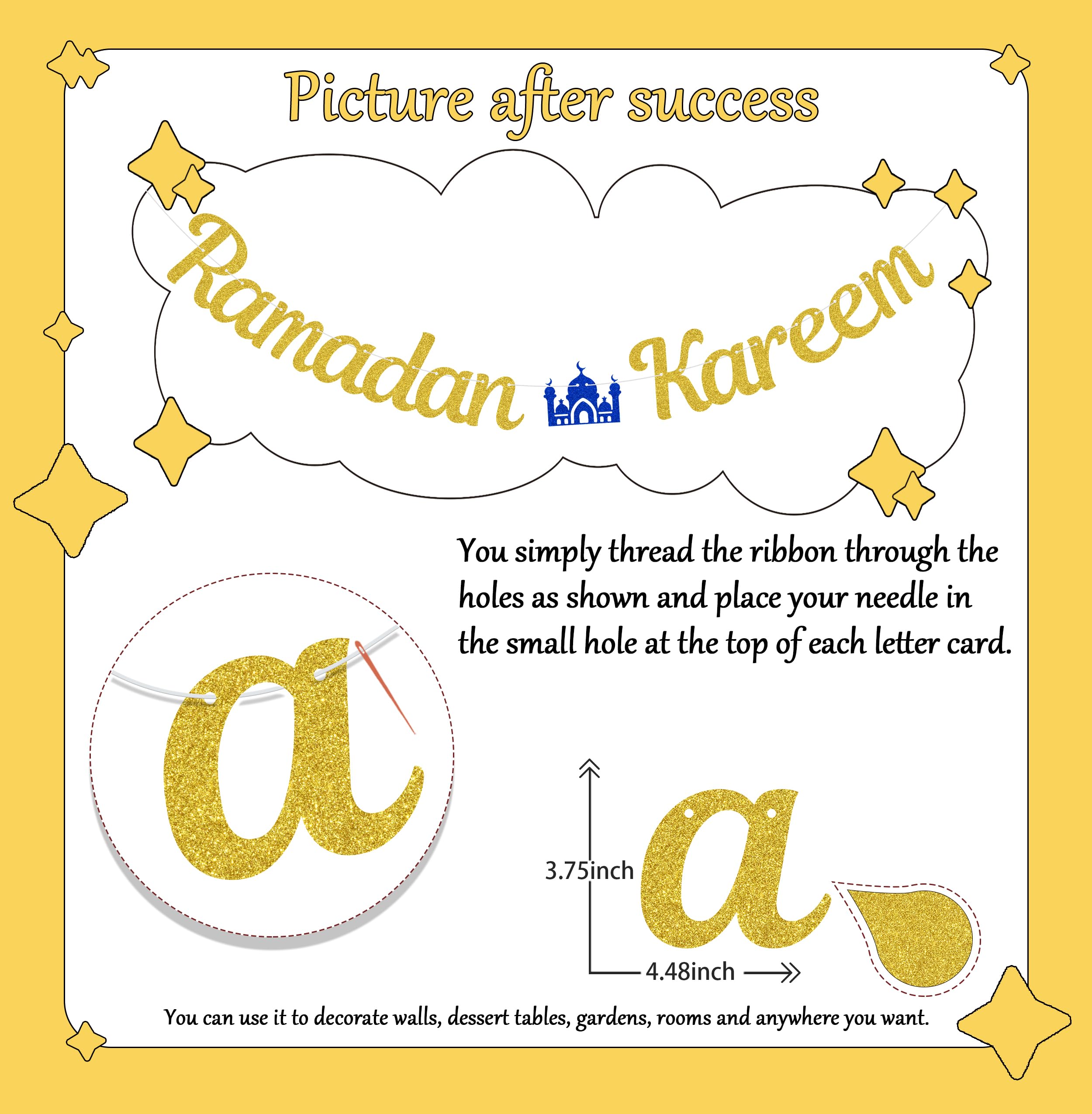 Celebration Banner for Ramadan Kareem Umrah Mubarak Decoration for Islamic Muslim Ramadan Kareem Banner - Image 2