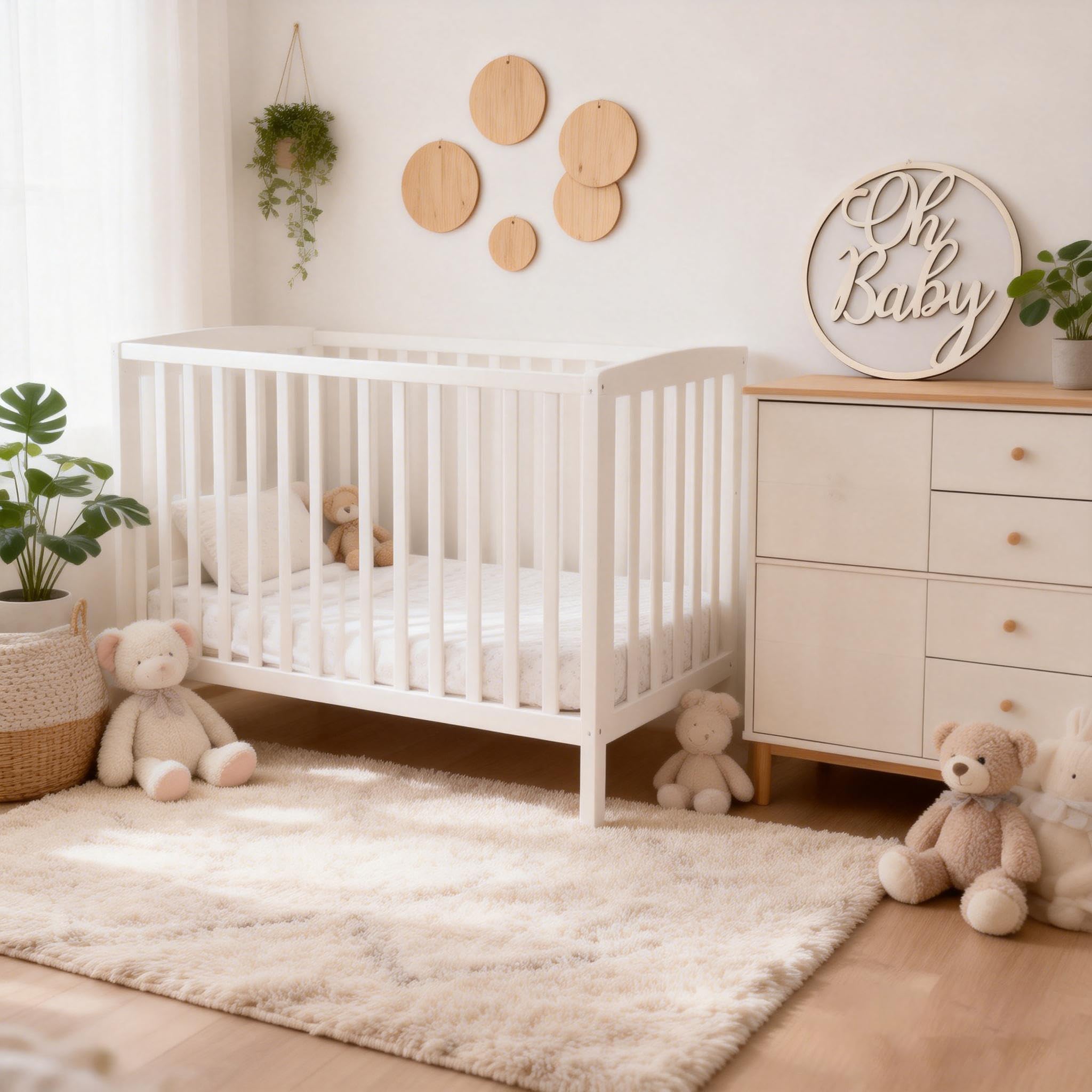 Okrągły drewniany znak "Oh Baby" na tło, wycięcia na listy, baby shower, dekoracja ścienna dla ujawnienia płci, chrztu, na przyjęcie urodzinowe, dekoracja przedszkola