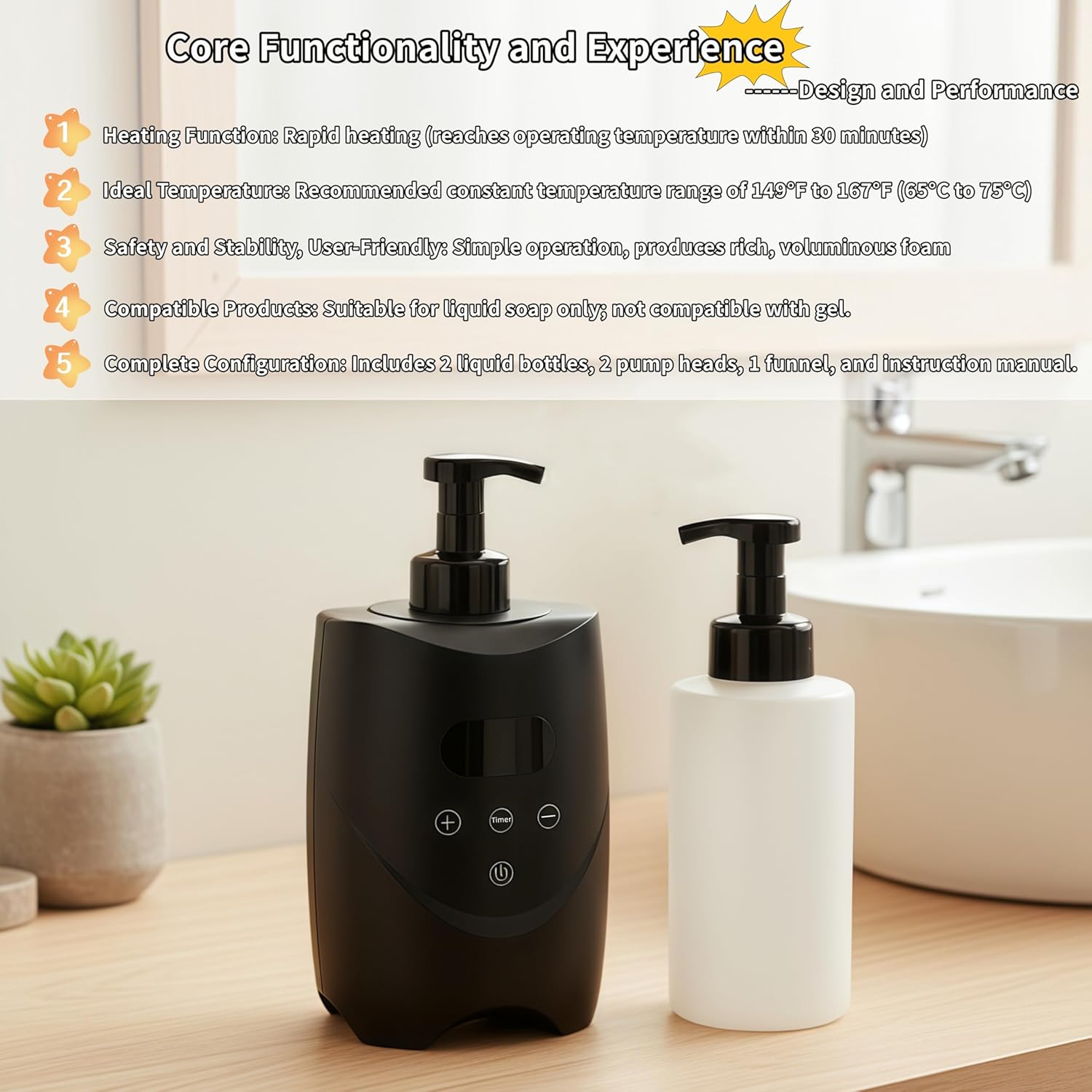 Hot Lather Machine – Large Capacity Shaving Foam Warmer with 2×500ml Bottles, Ideal for Home, Salon & Barber Shop (Black)