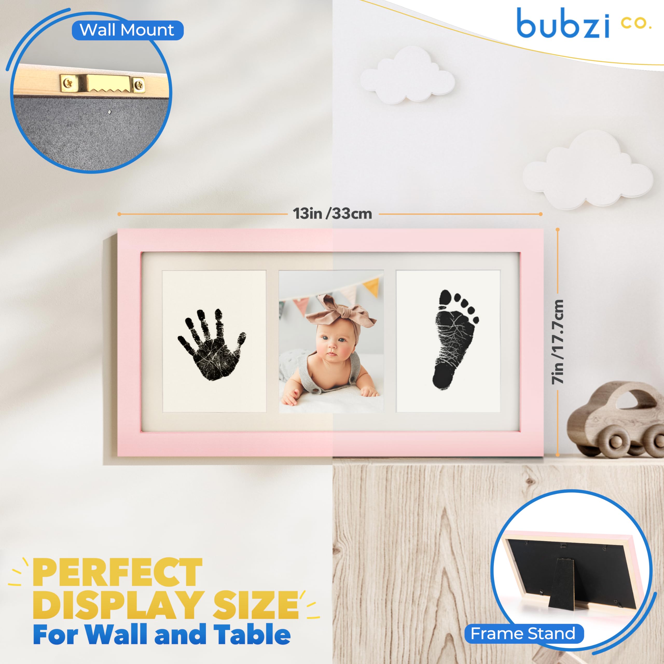 Bubzi Co Bellissimo kit per impronte di mani e cornici per foto per neonati e ragazzi (Ballet Pink)