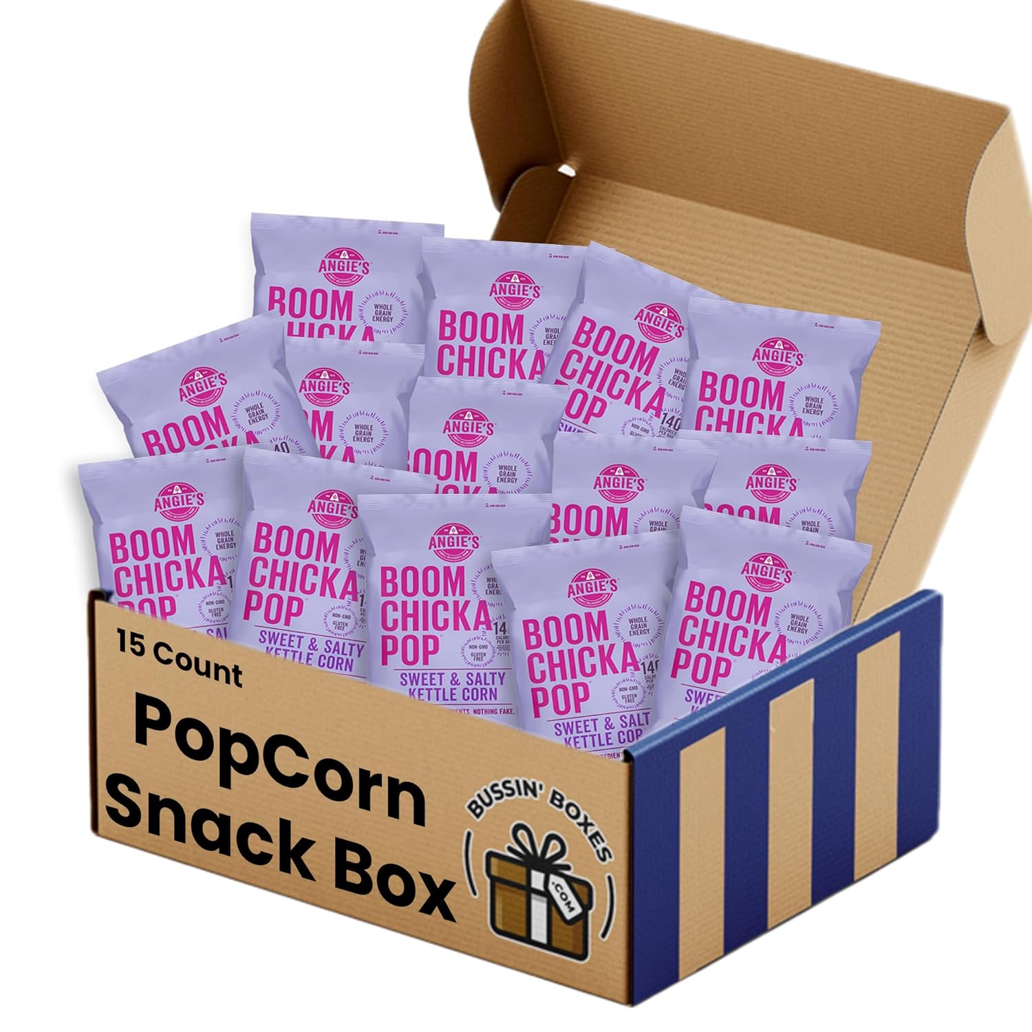 Sweet & Salty Kettle Popcorn – 30 Count Bulk Box of Individually Wrapped Kettle-Style Popcorn Bags (0.67 oz Each) – Assembled by Bussin Boxes
