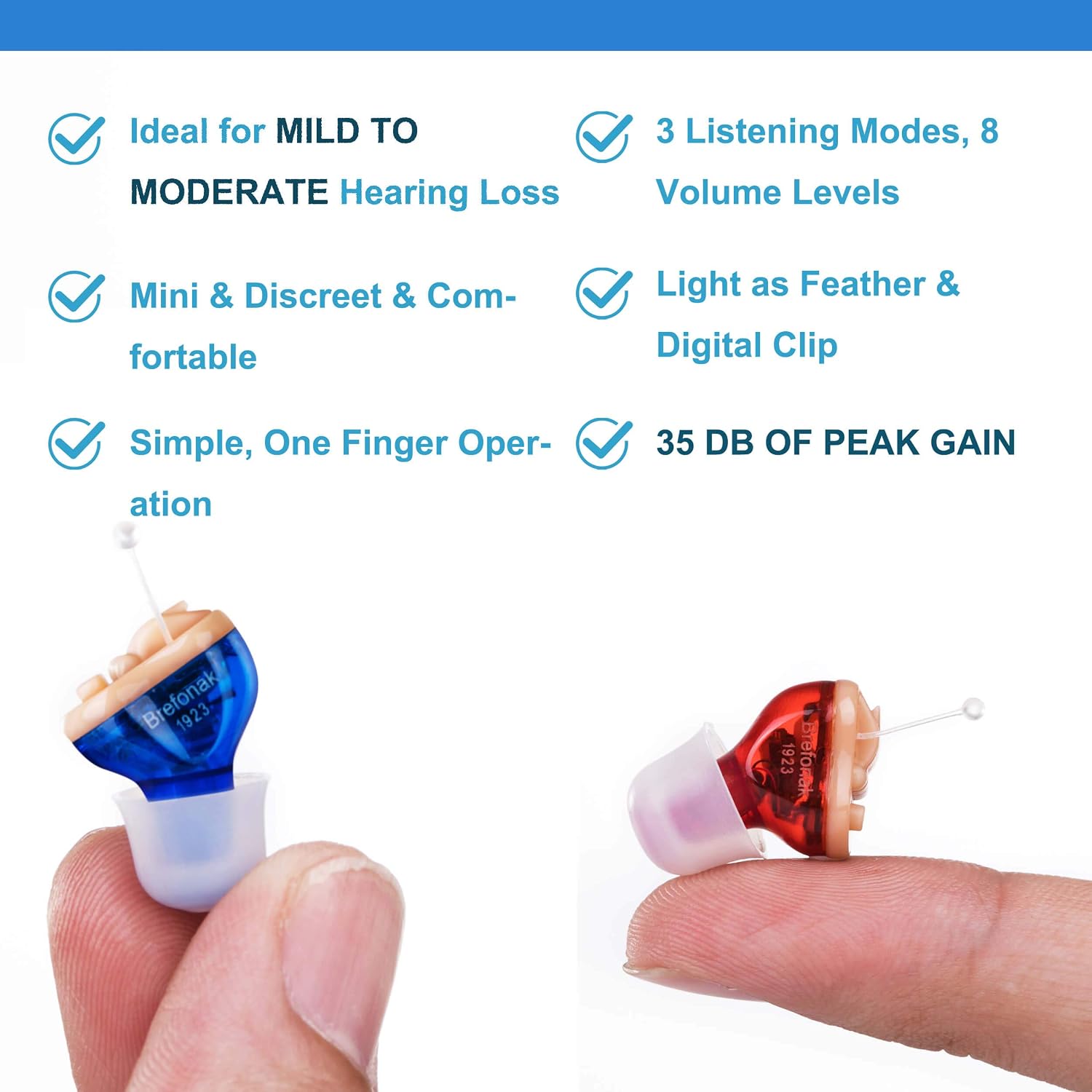 Digital Hearing Amplifier Adults Seniors - Personal Sound Amplifier PSAP with Noise Reduction and Feedback Cancellation (Left Ear)