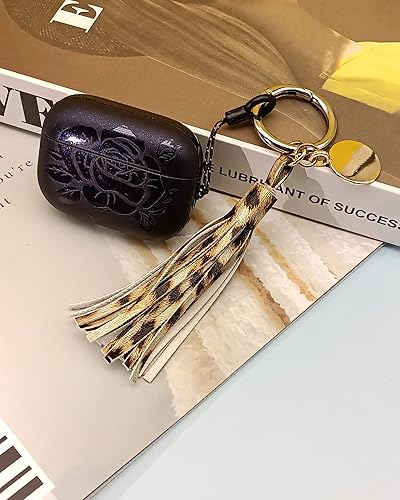 Miniatura 4 de ROMSEA Funda para AirPods Pro de 2 generación 2022, funda de carga de repuesto de repuesto con grabado floral rosa para mujeres, funda protectora