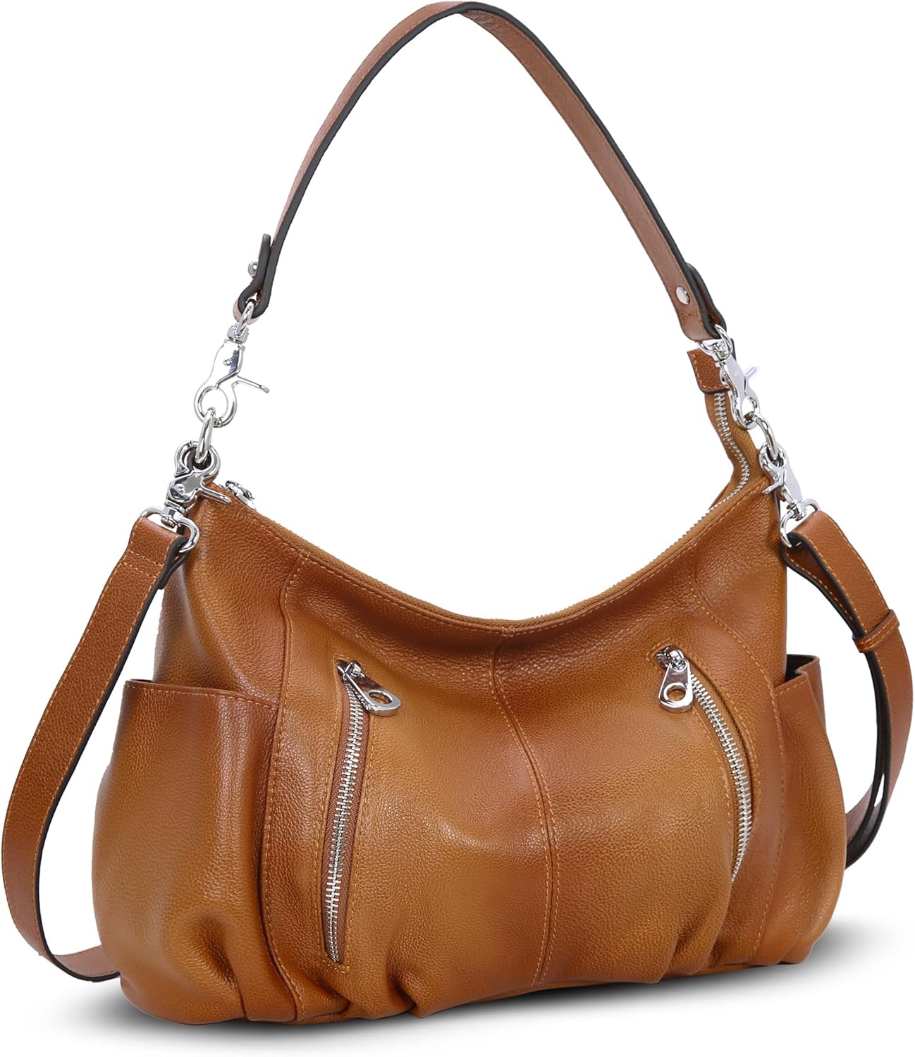 HESHE Genuine Leather Purses for Women Shoulder Hobo Bag Crossbody Satchel Handbags Designer Ladies Totes Purse