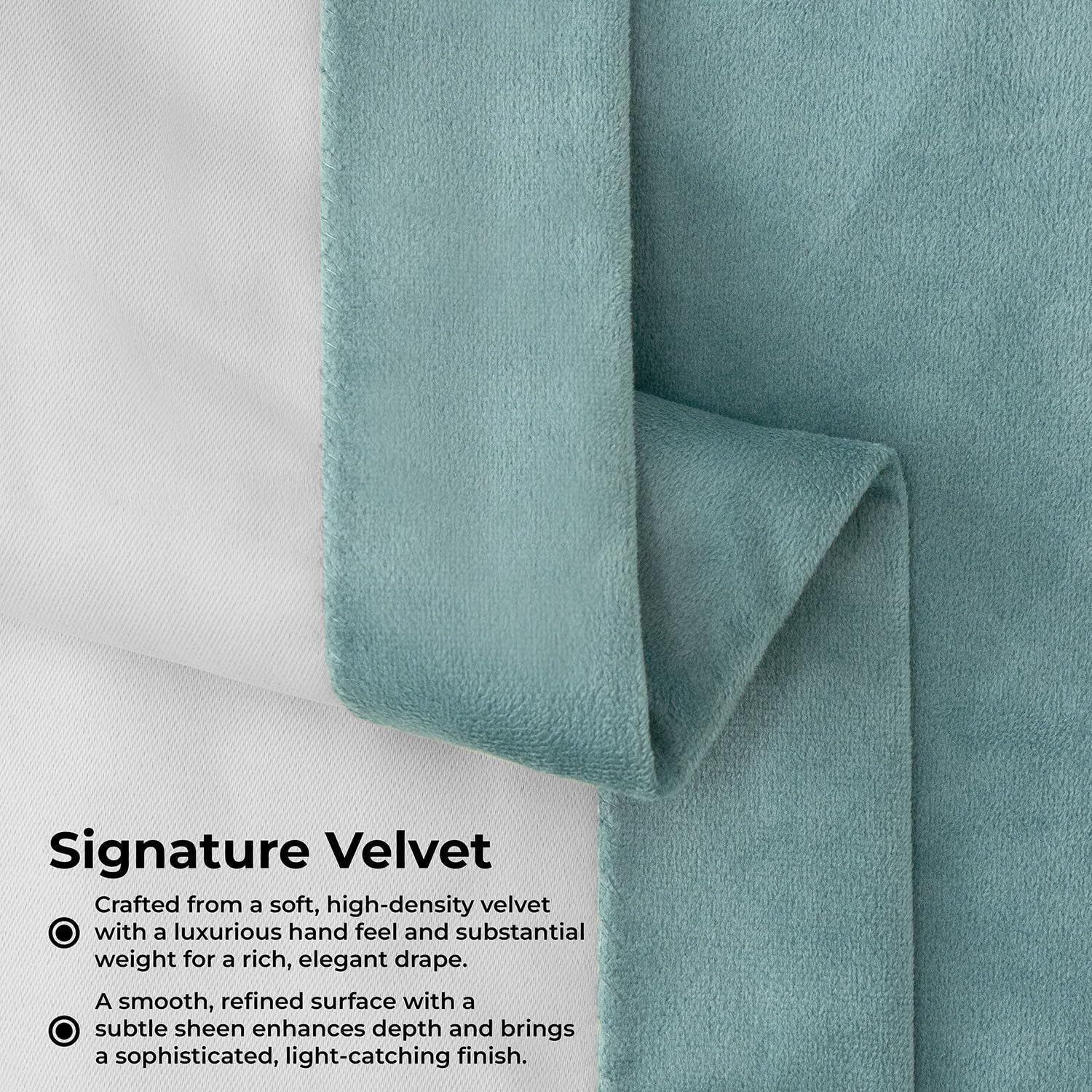 HPD Half Price Drapes Signature Velvet Thermal Blackout Curtains for Living Room 108 Inch Long (1 Panel) Rod Pocket Insulated Blackout Curtains for Bedroom Window Curtains, 50W x 108L, Aqua Mist