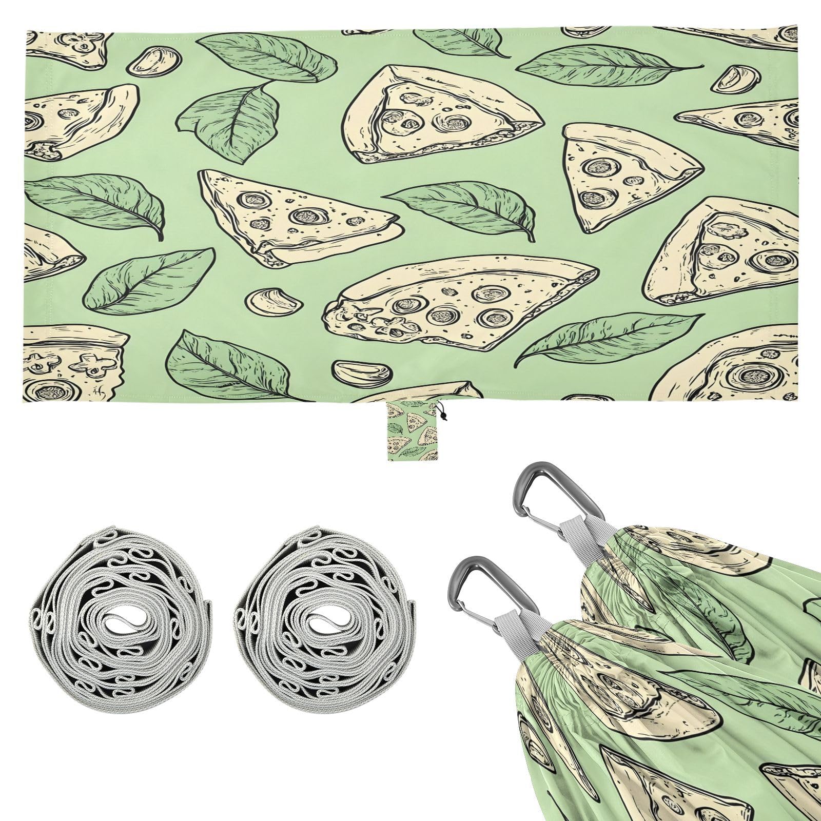 ATTX Green Pizza Camping Hammock - Lightweight & Portable Hammocks, Heavy Duty 330lbs Capacity for Indoor, Hiking, Backpacking, Travel, Backyard, Beach#571