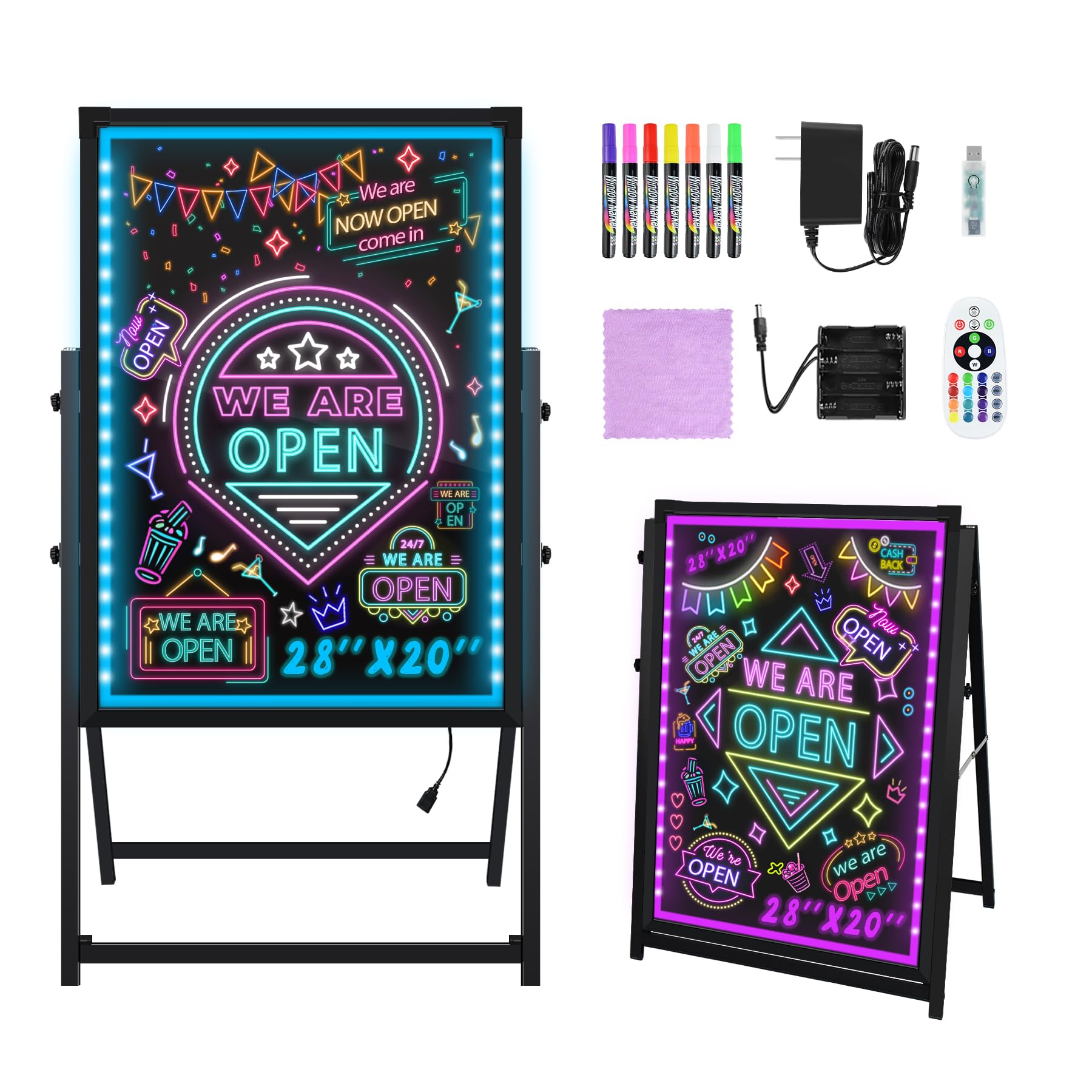 Hosim A-Frame LED Message Writing Board, 28” x 20