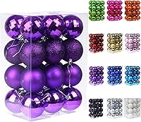 Vista 19 de Emopeak 24 bolas decorativas para árbol de Navidad, 4 estilos inastillables, decoración de árbol de Navidad, esferas colgantes para decoración
