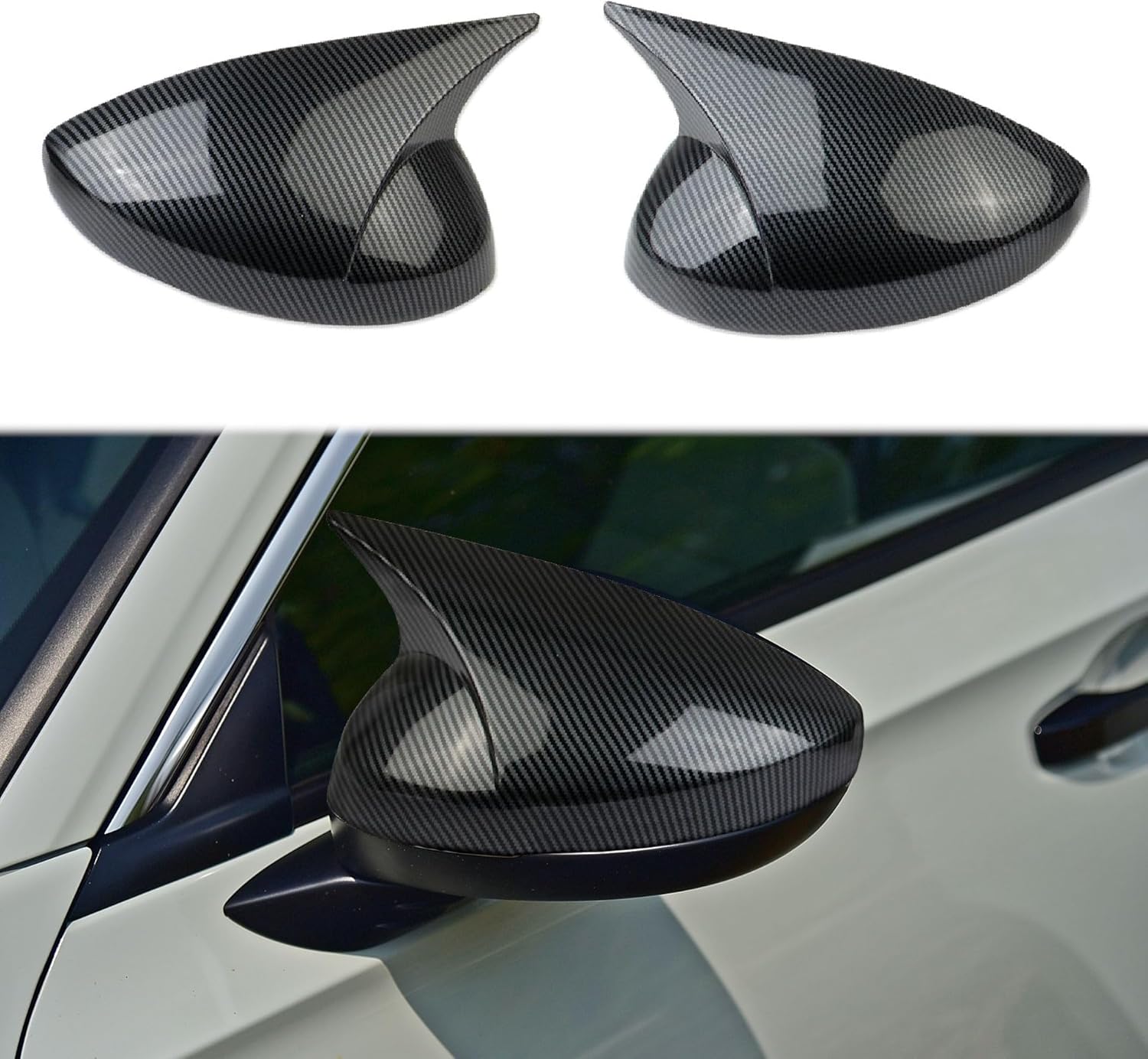 Carbon Fiber Style Side Rearview Mirror Guard Cover Molding Trim for 2023-2025 Acura Integra (mirror cover-for without signal)