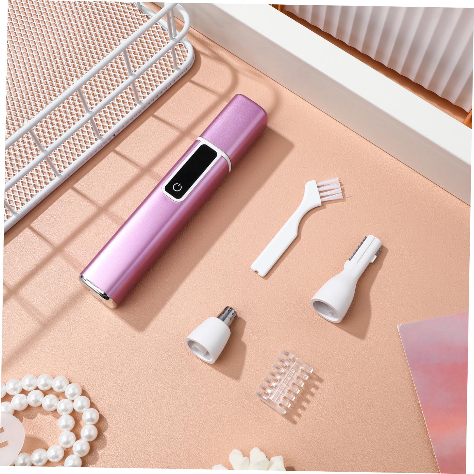 Depilatore Elettrico Donna Ricaricabile USB con Display Digitale Regolabile Velocità Silenzioso e Portatile per Sopracciglia e Naso Epilatore Multifunzionale