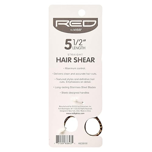 Miniatura 4 de Red by Kiss Tijera de corte de pelo liso, diseño ergonómico, peso ligero (cizalla de pelo, 5.5 pulgadas), no necesita mantenimiento adicional