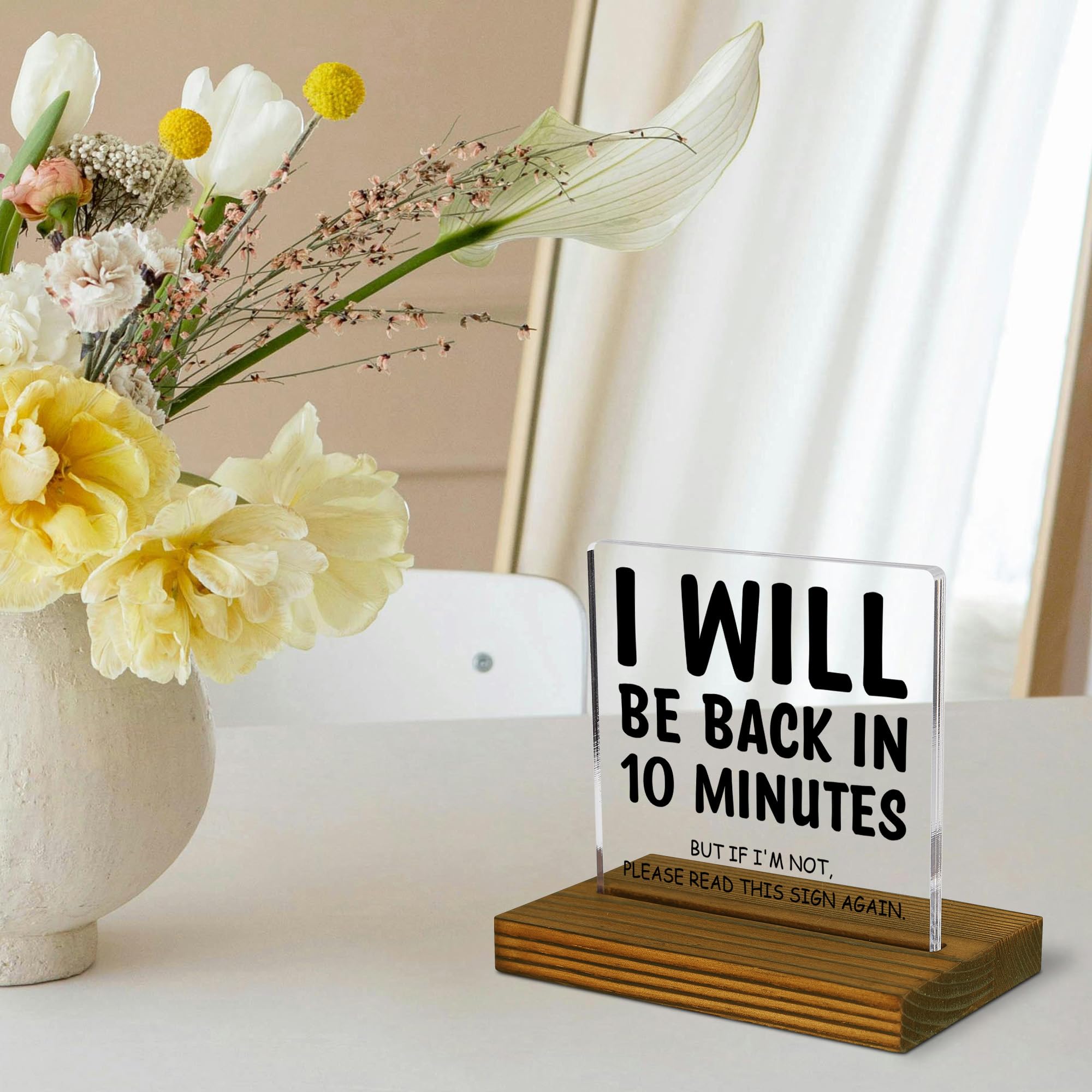 Funny Office Desk Sign - Acrylic Humor Sign With Wood Stand, Gag Gift For Coworkers, Boss, Employees