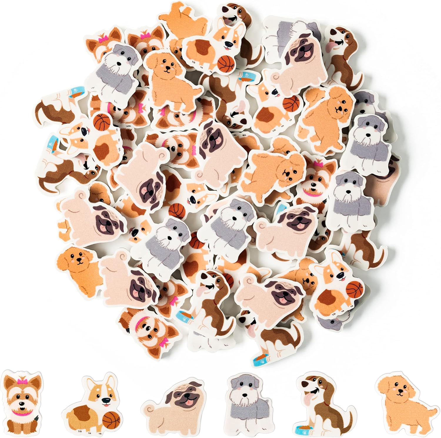 60Pcs Cute Dog Cartoon Erasers Back to School Gifts for