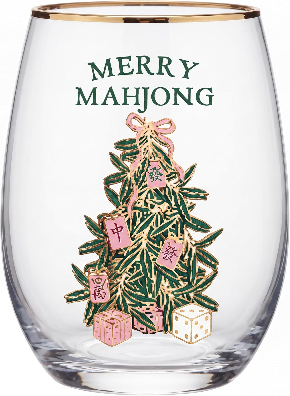 Mahjong Queen Stemless Wine Glass Funny Mah Jong Wine Cup