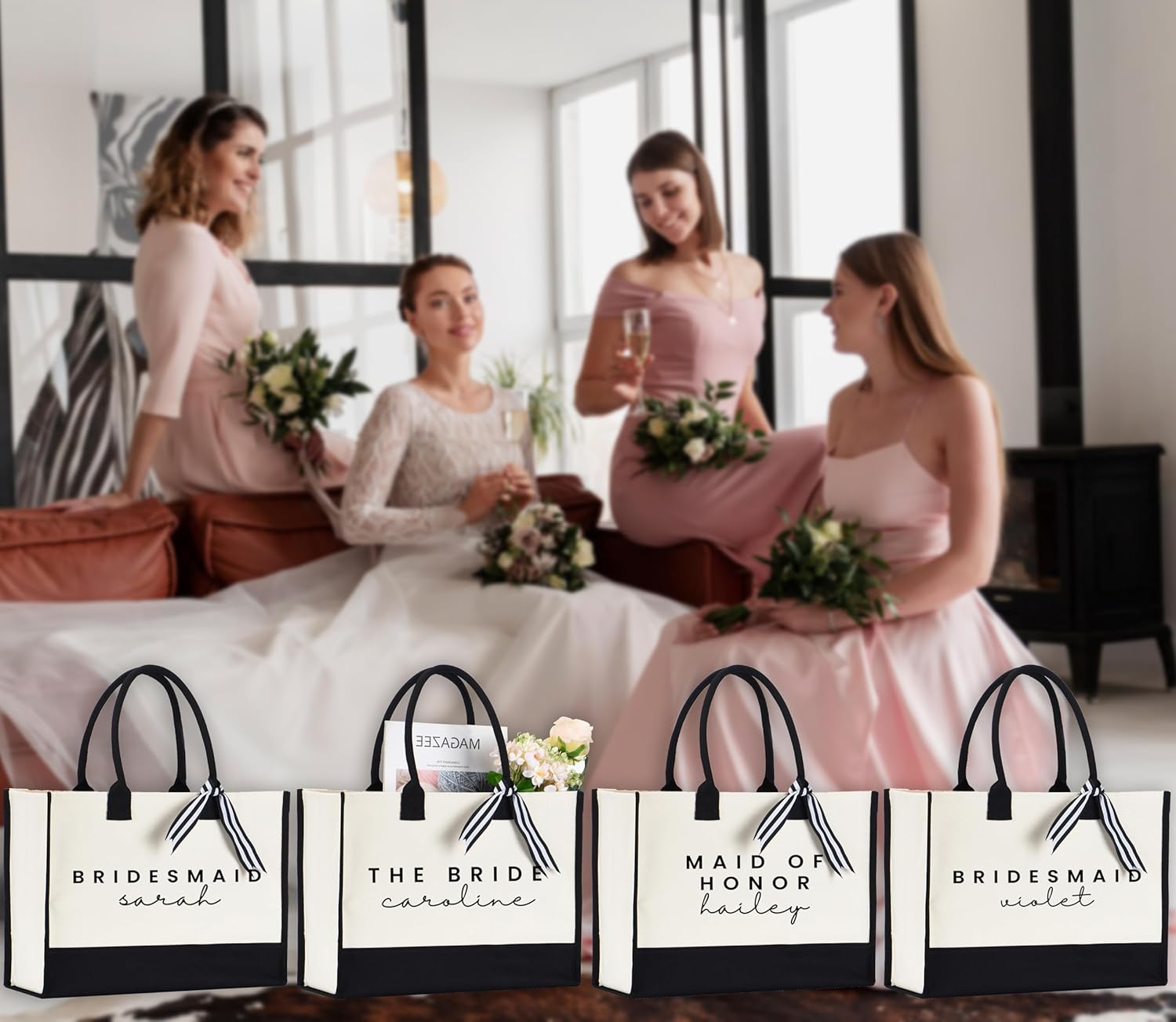 CUSTOM Tote Bags for Bridesmaids, Bride, Maid of Honor, Mother of the Bride, Bride Squad & More - Image 6