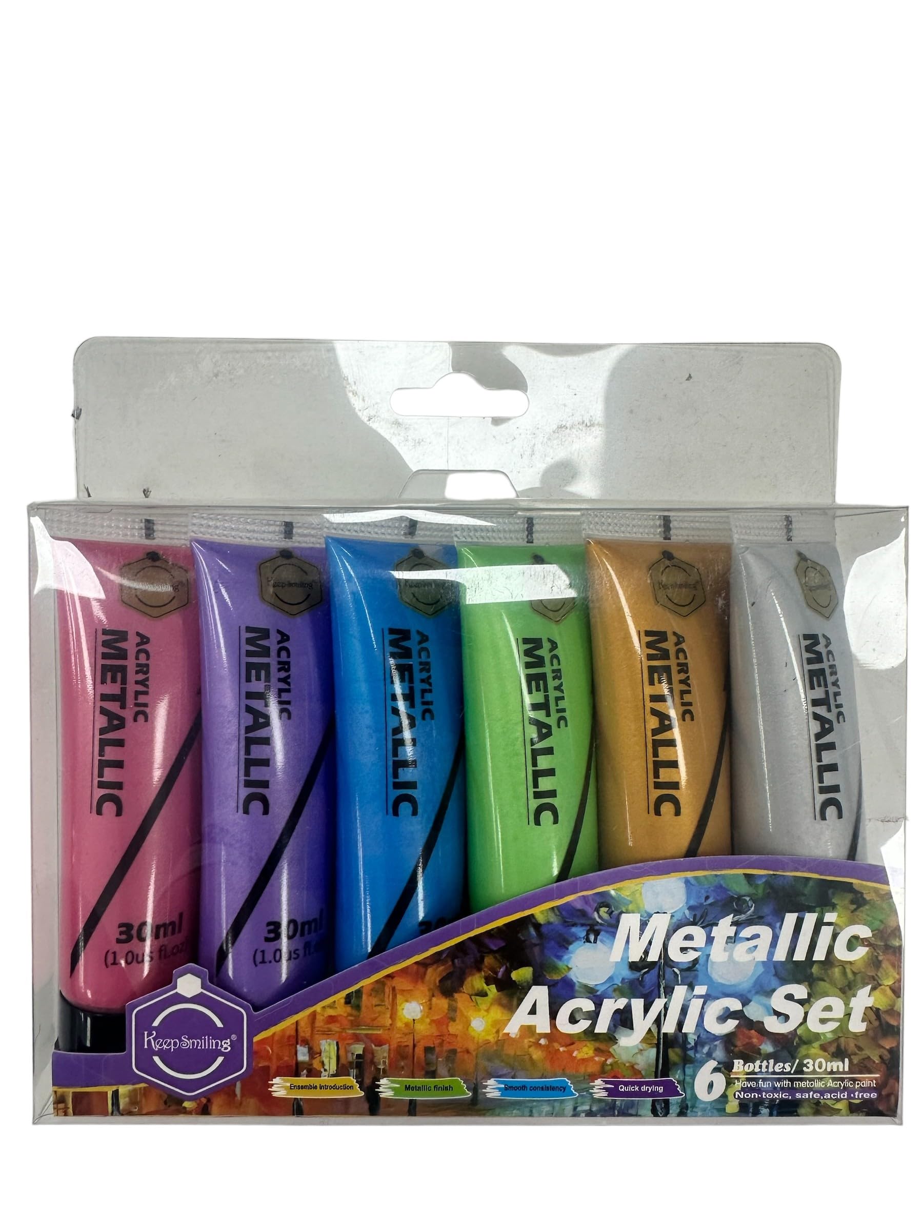 Metallic Acrylic Paints 30ML Pack Of 6 Colors
