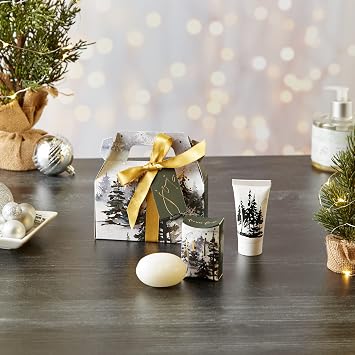 European Soaps Joia Winter/Spring Quad Milled Bar Soap, 1.4 oz and Shea Butter Hand Cream, 1 fl oz, Gift Set, Frasier Forest