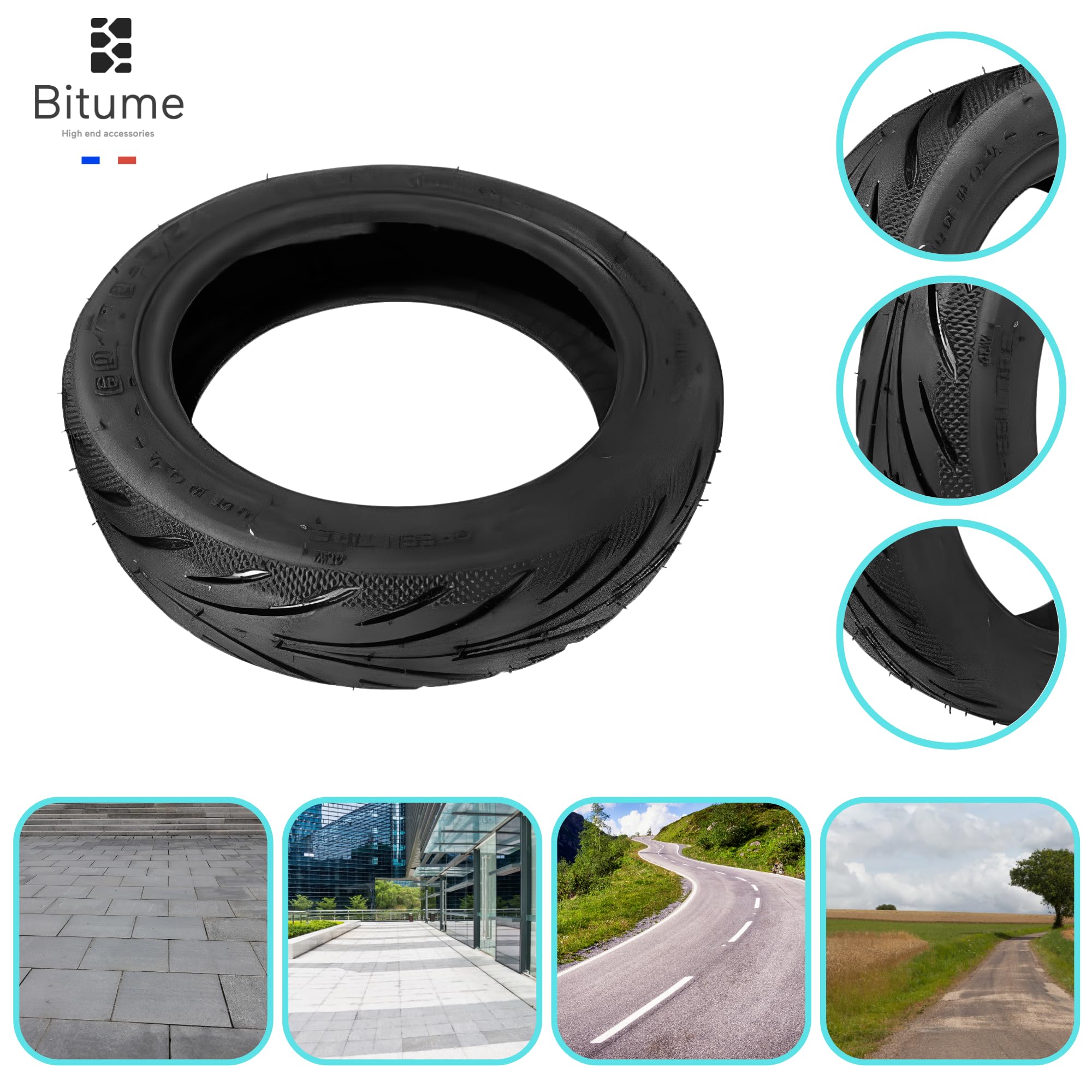 Pneu Tubeless 10 Pouces Bitume Pour Segway Ninebot Max G30 - Anti-Dérapant