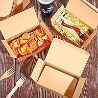 Vista 7 de Cajas de tacos con divisores de pie, contenedores de comida para llevar tacos de tres compartimentos, cartón kraft, almacenamiento desechable