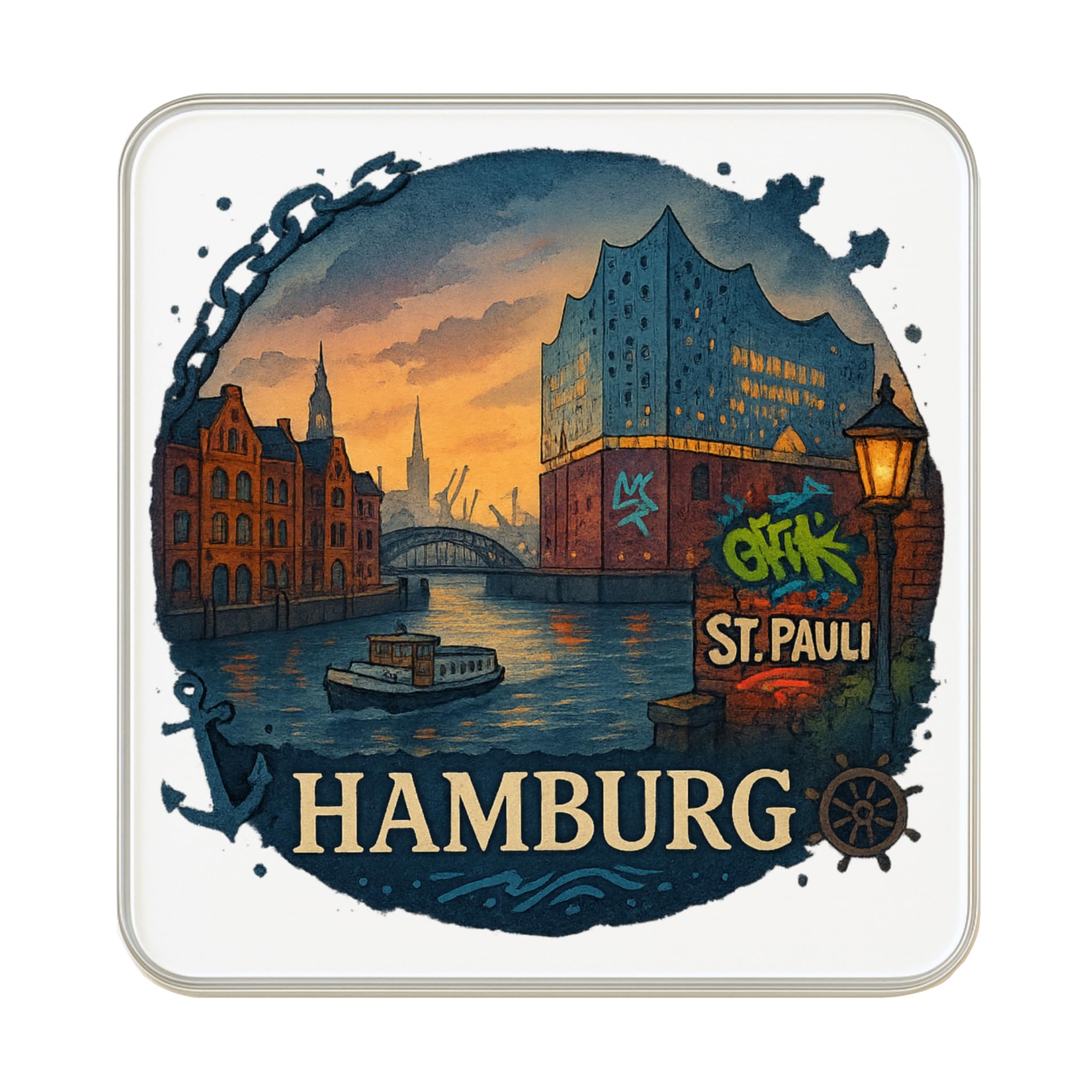 Aimant de réfrigérateur Hambourg en relief de haute qualité pour collection Allemagne